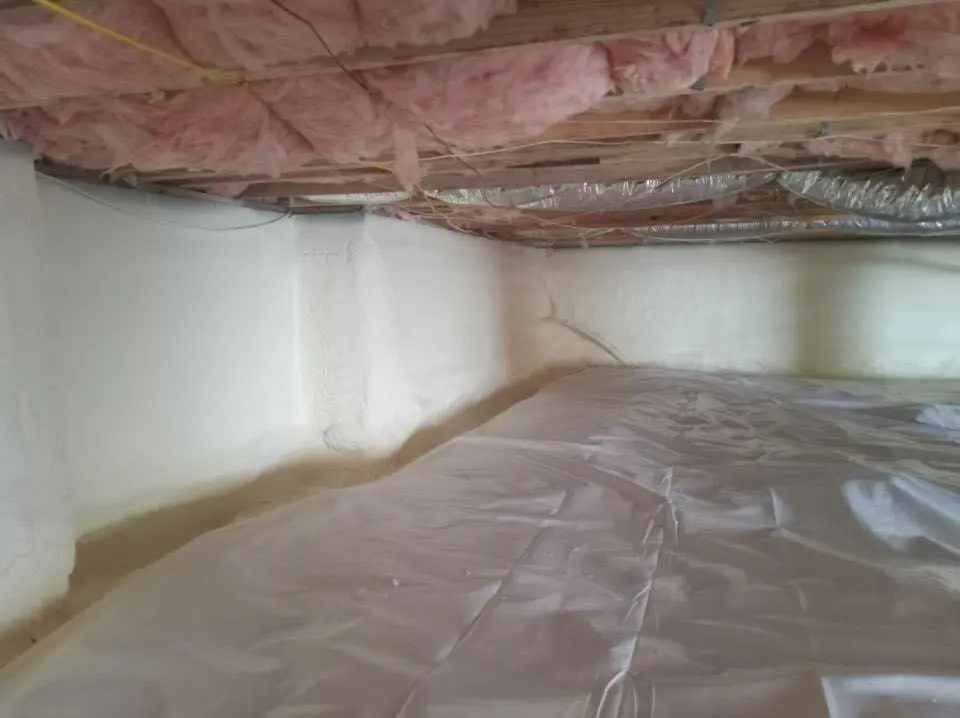 Crawl space encapsulation with closed-cell spray foam for Roof Maintenance in Lake Grove